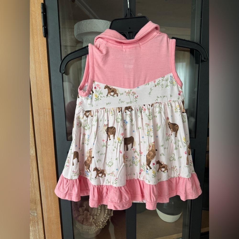 Angel Dear twirl dress onesie bodysuit horses watercolor baby girl floral bamboo - Picture 5 of 7
